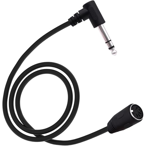YARCHONN MIDI Din 5 poliger auf 6,35 mm 1/4 Kabel Din 5 Poliger Buchse auf 1/4 Zoll Stecker 90 Grad Rechteckiger Stecker TRS Stereo Audio Adapter Kabel für Lautsprecher Verstärker MIDI Keyboard-1.5M von YARCHONN
