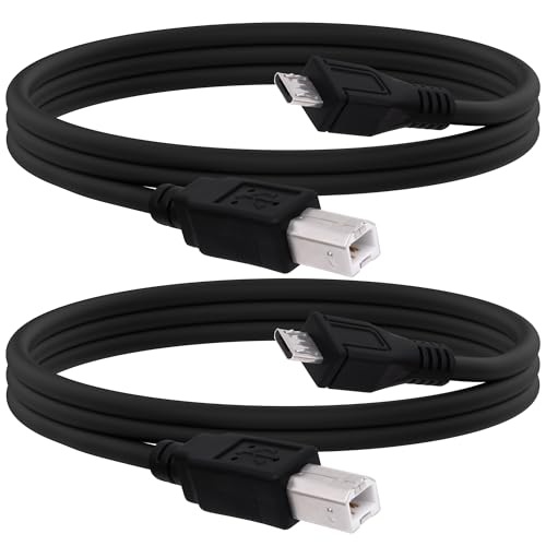 YARCHONN Mikro USB Druckerkabel Mikro USB 5 poliger Stecker auf Standard USB Typ B Stecker OTG Datenladekabel für Telefon Tablet Drucker Elektronisches Midi Klavier -1.5M -2pcs von YARCHONN