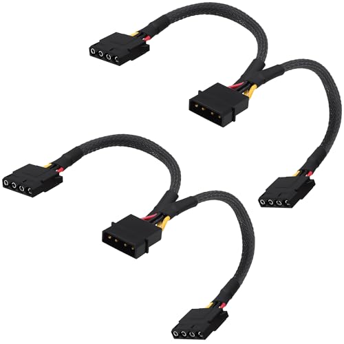 YARCHONN Molex 4 Pin Stromversorgung Y Splitter Verlängerungskabel D Typ Molex LP4 IDE 4 Pin 1 männlicher Stecker zu 2 weiblichen Adapter Stecker Stromkabel für Festplatten Kühle Lüfter -20cm / 2pcs von YARCHONN