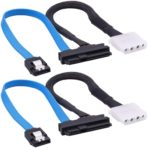 YARCHONN SAS zu SATA Verlängerungskabel SFF-8482 SAS 29 Pin zu SATA III 3.0 7Pin mit IDE 4PIN LP4 Molex Schnittstelle Weiblich zu Weiblich Kabel für Festplatte Raid -30cm/11.8in -2pcs von YARCHONN