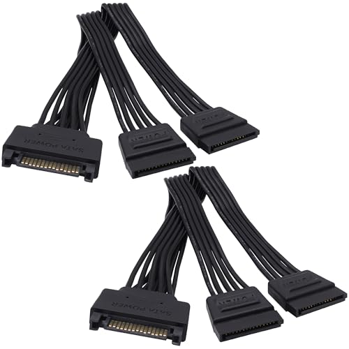 YARCHONN SATA Power Y Splitter Kabel 15 Pin SATA männlich zu 2 weiblich Power Splitter Y Verlängerungskabel 15 Pin Festplatte HDD SSD Versorgungskabel Adapter -20cm / 2pcs von YARCHONN