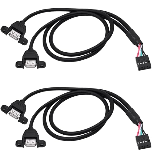 YARCHONN USB 2.0 Front Panel Header 9 Pin zu USB A Adapter Y Splitter Kabel Motherboard 9 Pin Header Splitter zu Dual Typ A weibliche Anschlüsse mit Schrauben Panel Löcher Verlängerungskabel-50cm-2pcs von YARCHONN