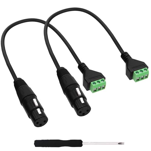 YARCHONN XLR Lötfreier Stecker-Adapter, Schraubklemmenblockkabel, XLR-Buchse auf 3-polige Schraubklemmleiste, Kabel für Lautsprecher, Verstärker, Mikrofon, 30 cm, 2 Stück (weiblich) von YARCHONN