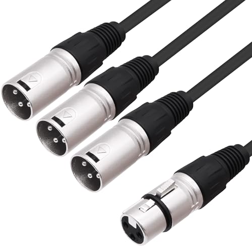 YARCHONN XLR Splitter Audio Y Kabel Adapter 1 Buchse auf 3 Wege Stecker XLR ausgewogen Mikrofon Audio 1 auf 3 Splitter Kabel für Mixer Verstärker Kamera-0.6M / 1.96FT (1 Buchse auf 3 Stecker) von YARCHONN