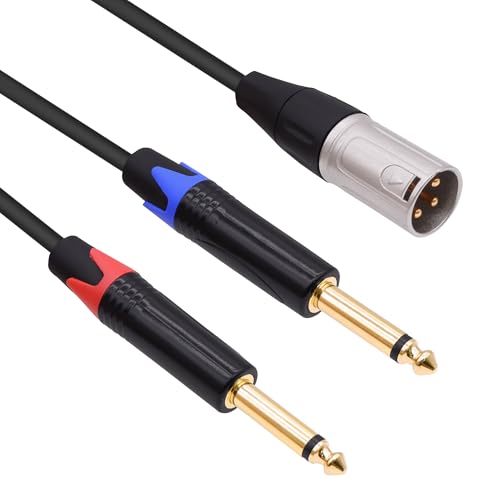 YARCHONN XLR zu Dual 6.35mm TS Splitter Audio Y Kabel Adapter 1/4 Zoll männlich TS Mono zu 3Pin XLR Stecker Mikrofon Audio Converter Kabel für E-Gitarre Mixer Verstärker-2M / 6.6FT (TS to XLR Stecker) von YARCHONN