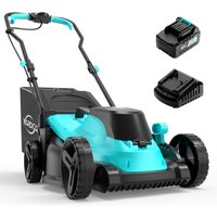 YARDCARE Akku Rasenmäher, LED-Display,Bürstenloser Motor, 3200RPM, bis zu 300㎡ Rasen, 34cm Schnittbreite, 5-stufige Höhenverstellung(25-65 mm), 30L von YARDCARE