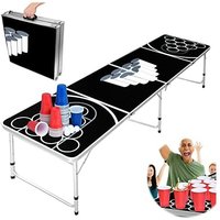 Beer Pong Tisch Set,Inkl.1 Beer Pong Tisch + 100Bierpong Becher(50 Rot & 50 Blau)+ 5 Ping-Pong-Bälle,Stabiler Klapptisch aus Alu Tragfähigkeit:60KG von YARDIN