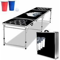 Bierpong Tisch Set Klappbarer inkl. 5 Bälle & 100 Becher Wurfspiele Kratz- und Wassergeschützt Partytisch Beer Pong Tisch für den Sommer & Festival von YARDIN
