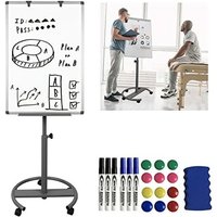 Yardin - Flipchart Magnetisch Whiteboard mit Ständer, Mobiles Whiteboards auf Rollen, Höhenverstellbar 120-180cm, Abwischbar, White Board mit von YARDIN