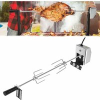 Grillspieß Set 117cm Rotisserie Brathähnchen Drehspieß mit Edelstahl Motor 220V - 240V mit Fleischnadeln Universal Grillspiess(2 Gabel und Grill) von YARDIN