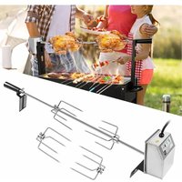 Grillspieß Set 117cm Rotisserie Brathähnchen Drehspieß mit Edelstahl Motor 220V - 240V mit Fleischnadeln Universal Grillspiess(4 Gabel und Grill) von YARDIN