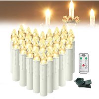 LED Kerzen Weihnachtskerzen mit Fernbedienung Timer und Clips, Kerzenlichter Flammenlose Christbaumkerzen Kabellos Dimmbar Warmweiß, 50 Stück ohne von YARDIN