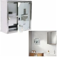 Medizinschrank Apothekerschrank Abschließbar, Medikamentenschrank aus Edelstahl Hausapotheke mit Glastür, Arzneischrank Hängend Silber 30 x 12 x 30 von YARDIN