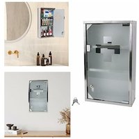 Medizinschrank Apothekerschrank Abschließbar, Medikamentenschrank aus Edelstahl Hausapotheke mit Glastür, Arzneischrank Hängend Silber 30 x 12 x 50 von YARDIN