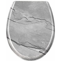 WC-Sitze für Erwachsene, Toilettendeckel Universal Größe WC-Sitz 45 x 38cm aus Hartplastik mit Absenkautomatik, Marble YARDIN von YARDIN