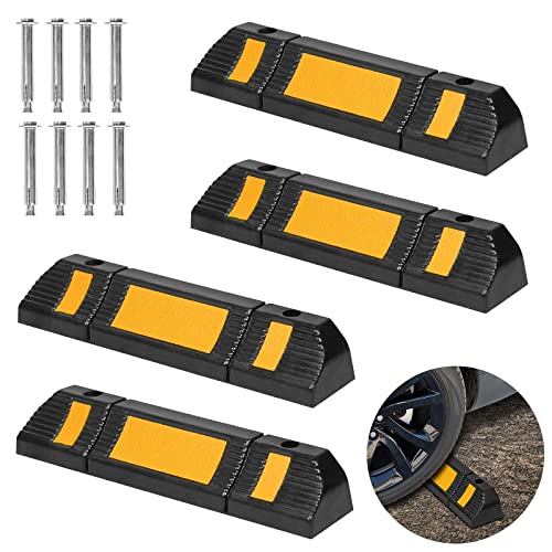 YARDIN 4er/Set Radstopper Parkplatzbegrenzung Parkhilfe Garage Anfahrschutz Gummi Radstopp-Parkbegrenzung für Gewerbliche und Private Parkhäuser, Parkplätze und Privatgaragen (60x12x10cm) von YARDIN