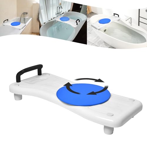 YARDIN Badewannenbrett Badewannensitz Senioren mit 360º Drehscheibe und Schwarz Griff, Einstellbar Wannensitz PP-Material Sitzbrett für Badewanne mit Seifenablage für Erwachsene bis 150kg von YARDIN