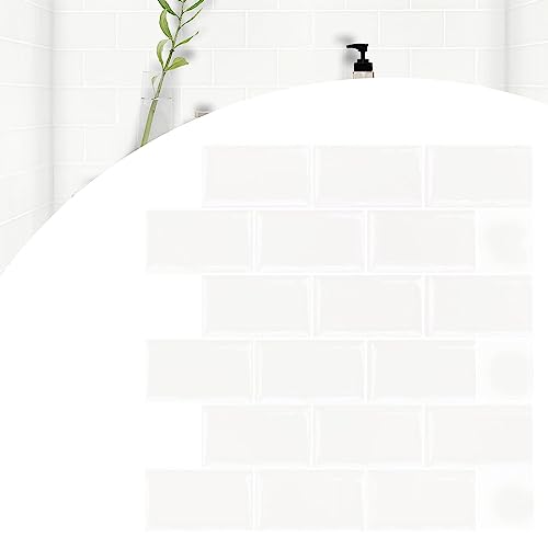YARDIN Fliesenaufkleber Selbstklebende Fliesen 3D Klebefliesen 12 Blätter, Wandpaneele Fliesensticker Marmor Mosaik Design für Spritzschutz Küche und Bad Deko - 30 × 30 cm, Reines Weiß von YARDIN