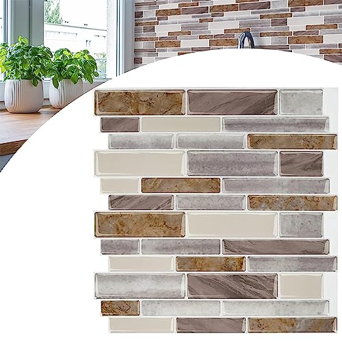 YARDIN Fliesenaufkleber Selbstklebende Fliesen Klebefliesen, 20 Blätter 3D Wandpaneele Fliesensticker Marmor Mosaik Design für Spritzschutz Küche und Bad Deko - 30 × 30 cm, Braun Grau YARDIN Fliesenaufkleber Selbstklebende Fliesen Klebefliesen, 20 Blätter 3D Wandpaneele Fliesensticker Marmor Mosaik Design für Spritzschutz Küche und Bad Deko - 30 × 30 cm, Braun Grau von YARDIN
