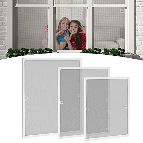 YARDIN Insektenschutz Fliegengitter für Fenster 120 × 140 cm, Fliegenschutzgitter Mückengitter Moskitonetz Gitter Insektenschutzrollo mit Alurahmen ohne Bohren und Schrauben, Weiß von YARDIN