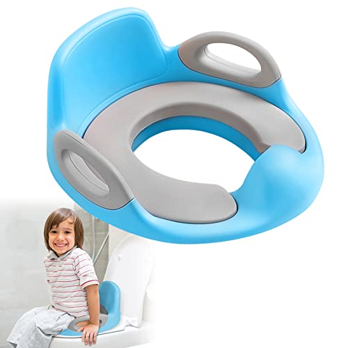 YARDIN Kinder Toilettensitz Baby Sitz Töpfchentrainer WC Aufsatz Potty Training Toilettentrainer mit Anti-Rutsch, Griffe und Rückenlehne Geeignet für die Meisten Standardtoiletten (Blau und Grau) von YARDIN