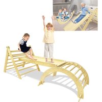 YARDIN Klettergerüst für Kinder, 3er-Set Naturholz Kletterdreieck mit Rutsche Kletterbogen Doppelseitigen Rampe YARDIN Klettergerüst für Kinder, 3er-Set Naturholz Kletterdreieck mit Rutsche Kletterbogen Doppelseitigen Rampe von YARDIN