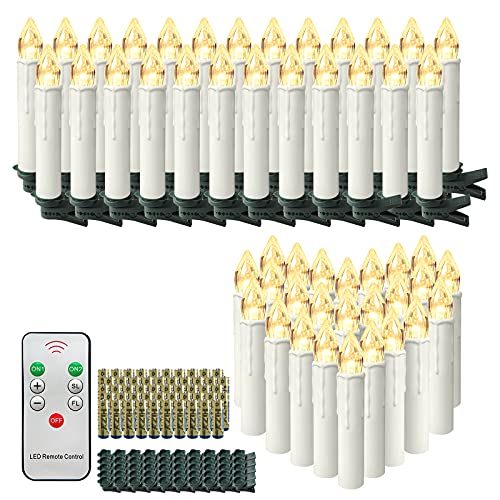 YARDIN LED Kerzen Weihnachtskerzen mit Fernbedienung 50 Stück Kabellos Kerzenlichter Flammenlose Warmweiß für Weihnachtsbaum, Hochzeit, Geburtstags, Party von YARDIN