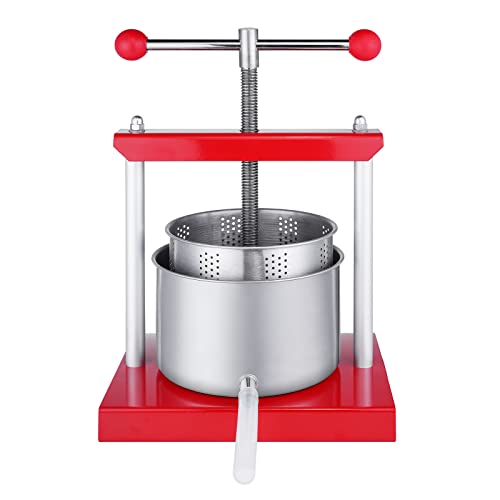 YARDIN Obstpresse Saftpresse Manuell Edelstahl 3L Fruchtpresse Weinpresse Apfelpresse Beerenpresse Maischepresse Saftpressen Obstmühle für Obst, Gemüse, Kräuter - Rot von YARDIN