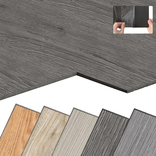 YARDIN PVC Bodenbelag Vinylboden Selbstklebend mit Holz-Optik, 18 Stück 2,51m² Vinyl Klebefliesen Bodenfliesen Selbstklebend, PVC Boden Rutschfest Wasserfest Schwer Entflammbar, Eiche Dunkelgrau von YARDIN
