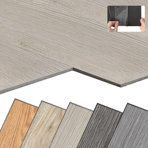 YARDIN PVC Bodenbelag Vinylboden Selbstklebend mit Holz-Optik, 18 Stück 2,51m² Vinyl Klebefliesen Bodenfliesen Selbstklebend, PVC Boden Rutschfest Wasserfest Schwer Entflammbar, Eiche Klassische Weiß von YARDIN