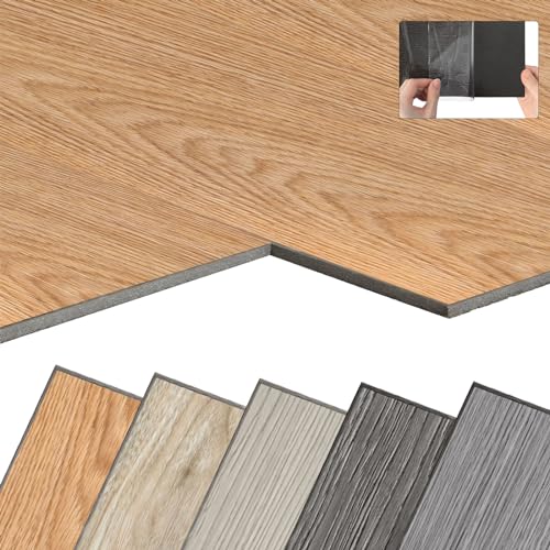 YARDIN PVC Bodenbelag Vinylboden Selbstklebend mit Holz-Optik, 54 Stück 7,53m² Vinyl Klebefliesen Bodenfliesen Selbstklebend, PVC Boden Rutschfest Wasserfest Schwer Entflammbar, Eiche Klassische von YARDIN