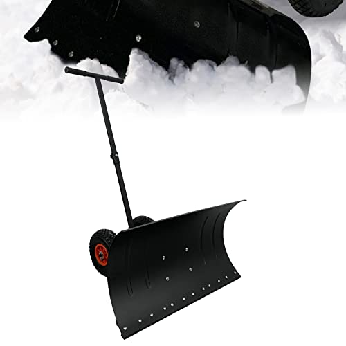 YARDIN Schneeschaufel mit Rädern Schneeschieber Lawinenschaufel Snow Shovel mit Kunststoffblatt und Griff, 5-Fach Höhenverstellbar, 74cm Extra-Breiten, Schwarz von YARDIN