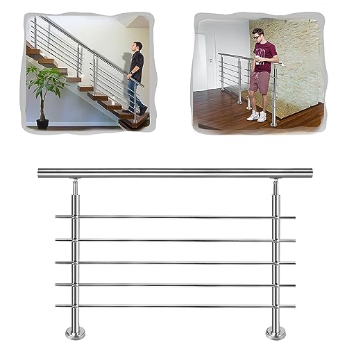 YARDIN Treppengeländer Edelstahl Handlauf Geländer mit 5 Querstäbe, Edelstahlgeländer Innen und Außen für Treppen Brüstung Garten Balkon (180cm, 5 Querstäbe) von YARDIN