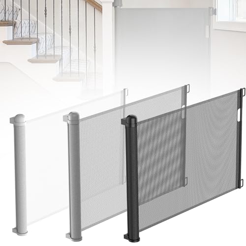 YARDIN Treppenschutzgitter Ausziehbar Türschutzgitter 0-150cm für Babys & Haustiere, Treppengitter Absperrgitter Kinderschutzgitter für Treppen/Türen/Innen- und Außenbereich (87cm Hoch, Grau) von YARDIN