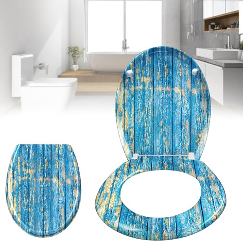 YARDIN WC Sitz mit Absenkautomatik Toilettendeckel Toilettendeckel Klodeckel Klobrille mit absenkautomatik Toilettensitz Verschiedene Muster, Blau Planks YARDIN WC Sitz mit Absenkautomatik Toilettendeckel Toilettendeckel Klodeckel Klobrille mit absenkautomatik Toilettensitz Verschiedene Muster, Blau Planks von YARDIN