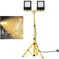 Baustrahler led Flutlicht Strahler Arbeitsleuchte Bauscheinwerfer Floodlight mit Stativ und EU-Stecker für Innen-und Außenbereich (2 100W Warmweiß) von YARDIN