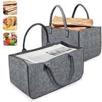 Filztaschen Kaminholztasche Filz Kaminholzkorb Shopper Einkaufstasche Faltbar Zeitungskorb Zeitungsst nder für Kaminholz Zeitungen Holz Büchern, 2er von YARDIN