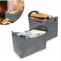 Holzkorb für Kaminholz Faltbar Groß Kaminholztasche Kaminholzkorb Filzkorb Kaminholz mit Verstärkten Filztasche Einkaufstaschen Zeitungskorb Shopper von YARDIN