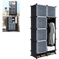 Kleiderschrank diy Plastik Regalsystem Kunststoff-Garderobe mit Hängefläche Garderobenschrank mit Tür,8 Fächer mit 2 Schuhschrank,(157x70x35cm von YARDIN