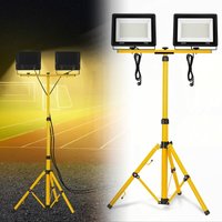 Led Baustrahler mit Stativ Arbeitsleuchte Bauscheinwerfer inkl. Netzkabel, IP66 Wasserdicht Höhenverstellbar Arbeitsscheinwerfer für Werkstatt von YARDIN