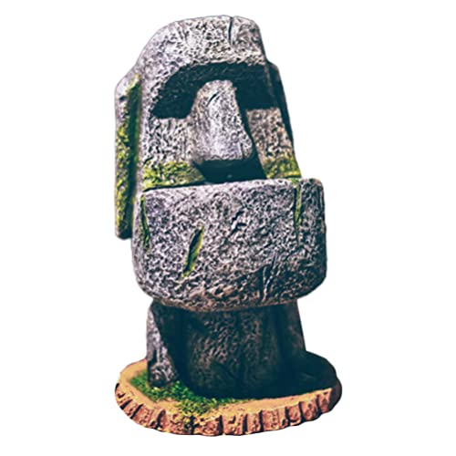 YARNOW Stift-Organizer Alte Osterinsel Steinkopf Aquarium Ornament Harz Repliken des Weltberühmten Moai Figur Aquarium Landschaft Ornament Aquarium zu Dekorative Blumenvase von YARNOW