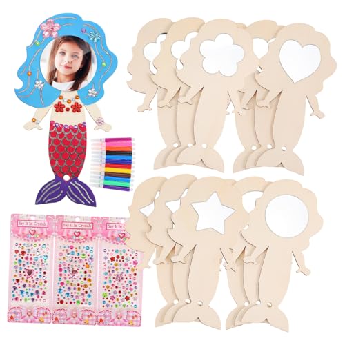 YARNOW 1 Satz Meerjungfrauenspiegel Handwerk Für Spiegel-bastelset Prinzessinnen-spiegelhandwerk Meerjungfrau-Spiegel Meerjungfrau Craft Kit Prinzessin Spiegel Buchsbaum von YARNOW