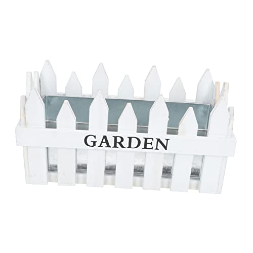 YARNOW 1Stk Holzzaun Pflanzer rustikaler Blumentopf Gartenschmuck Heimdekoration Pflanzen im Freien Land blumenübertöpfe für innen dekorativer Zaun Pflanzgefäß aus Holz hölzern Weiß von YARNOW