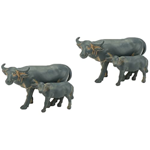 YARNOW 2 Stück Büffelfarm Figur Skulpturen Die Pflanze Mini Rinder Stier Dekoration Fengshui Dashboard Bonsai Schmuck Sternzeichen Fee Tiere Statuen Handwerk Tischplatte Neue Figur Wild von YARNOW