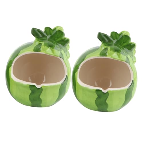 YARNOW 2 Stück Keramik Hamsterhaus Wassermelonenform Kühles Kleintier Versteck Sommernest für Zwerghamster und Kleine Haustiere Käfig Zubehör Grün YARNOW 2 Stück Keramik Hamsterhaus Wassermelonenform Kühles Kleintier Versteck Sommernest für Zwerghamster und Kleine Haustiere Käfig Zubehör Grün von YARNOW
