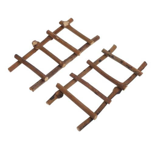 YARNOW 2 Stück Mikro-landschaftsleiter Leiter Für Puppenhaus Miniatur-leitermodell Miniatur-hausleiter Mini-leiterstütze Miniaturleiter Für Feengarten Mini-gartenleiter Coffee Rattan von YARNOW