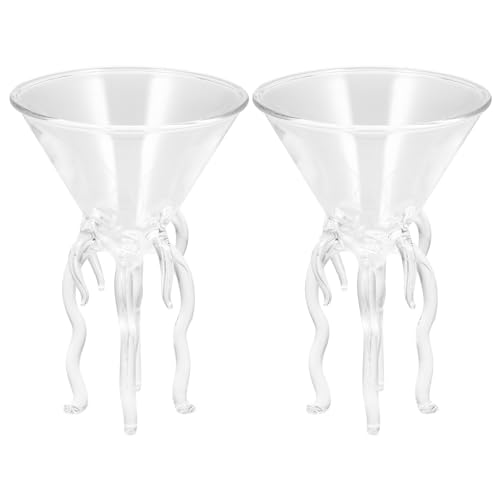 YARNOW 2 Stück Octopus Cocktailglas, transparentes Trinkglas, kreative Qualle Weinbecher, klares Glas Saftbecher für Zuhause, Bar, Restaurant von YARNOW