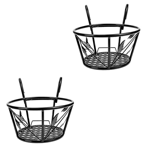 YARNOW Zubehör 2 Stück Rack Schlafzimmer Aufbewahrungskorb Geländer Veranda Balkon Pflanzenhalter Pflanzgefäß Topf Outdoor-Ecke Für Metall Rund Eisen Schwarze Fenster Zimmer Über Pflanze von YARNOW