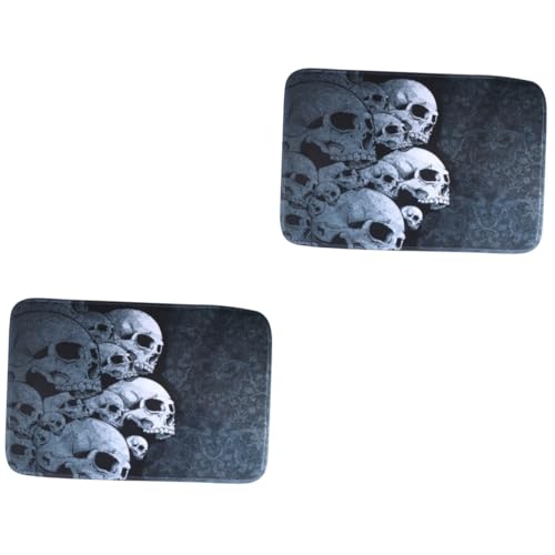 YARNOW 2 Stück Skull Muster Türmatte rutschfeste Rutsch Fußmatte Badezimmer Schmutzfangmatte Modischer Teppich für Flur Eingangsbereich von YARNOW
