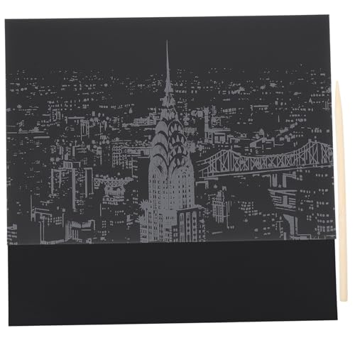 YARNOW 2 Stück Teiliges Stadt Gebäude Nachtsicht Kratzpapier DIY Kreative Malvorlage für Erwachsene zur Praktischer Fähigkeiten und Künstlerischer Kreativität von YARNOW